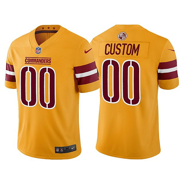 Men's Washington Commanders Active Player Custom Gold Vapor Untouchable Stitched Football Jersey Men's Washington Commanders Active Player Custom Gold Vapor Untouchable Stitched Football Jersey
